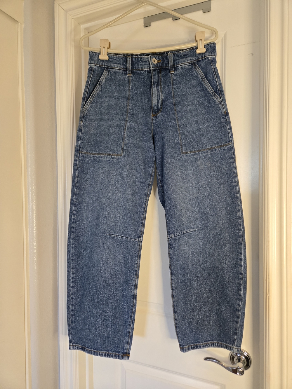 Sanctuary Women's Relaxed Blue Barrel Denim Jeans with Stretch, Size Medium